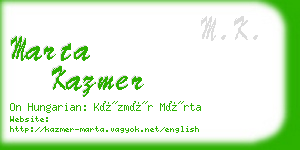 marta kazmer business card